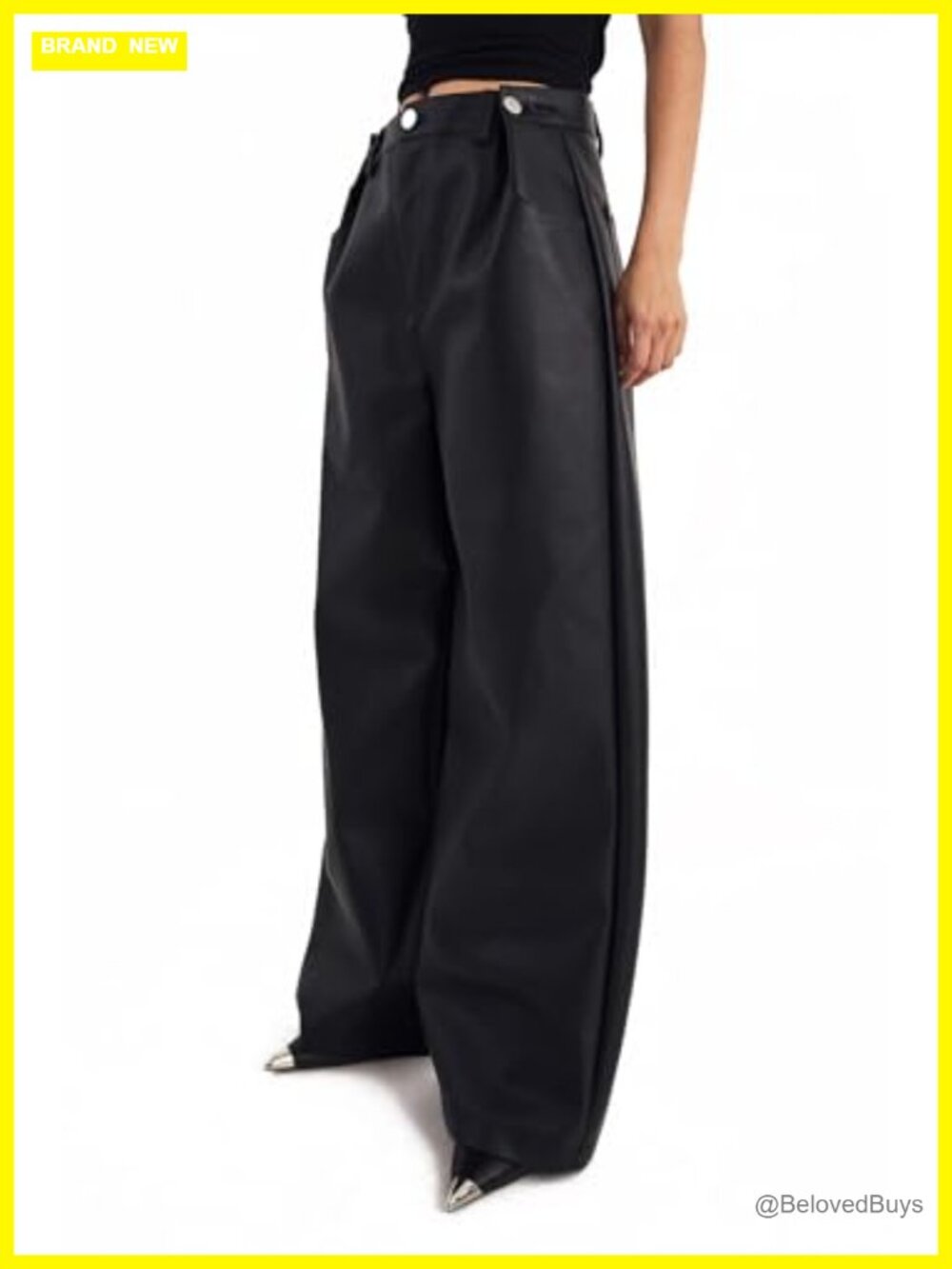 Slouch Faux Leather High Waisted Wide Leg Palazzo Pants